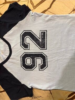 Black & White Raglan Kids' Tee with '26' Graphic